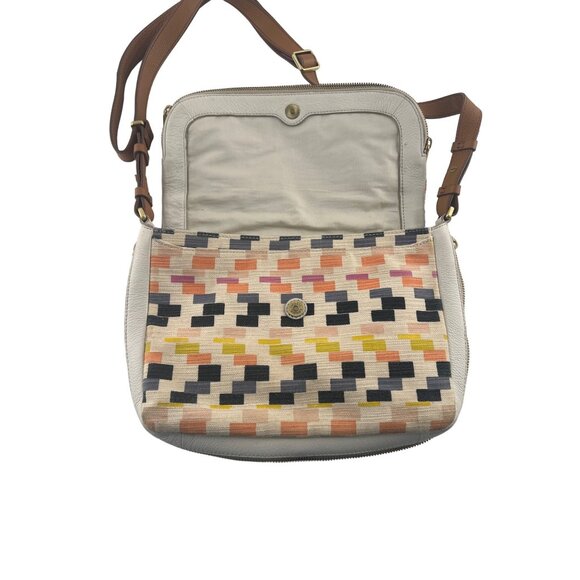 Fossil Canvas Crossbody Bag With Adjustable Strap & Geometric Pattern - Picture 4 of 7
